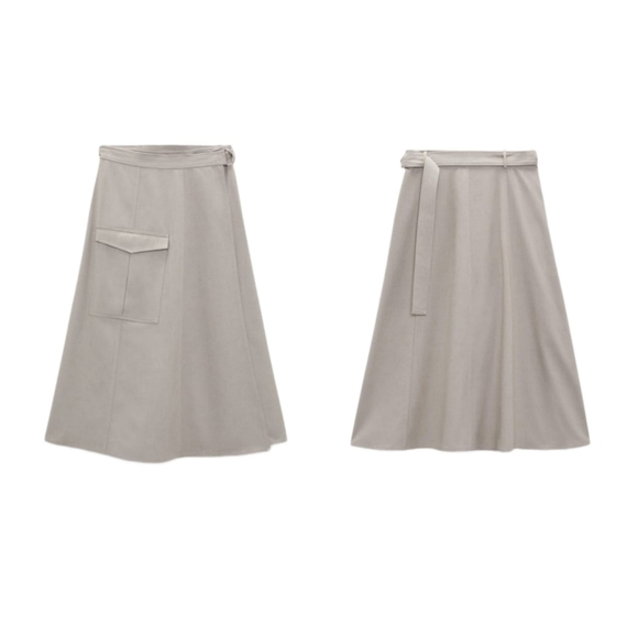 ZARA MIDI CARGO SKIRT BEIGE | 2222/476 - Picture 2 of 5